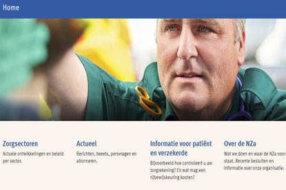 Screenshot homepage website NZa